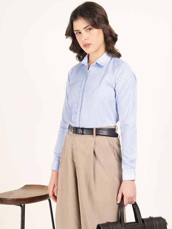 women collared long sleeve regular fit shirt