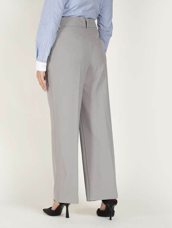 women solid high rise wide leg trouser - 22320784 -  Standard Image - 3