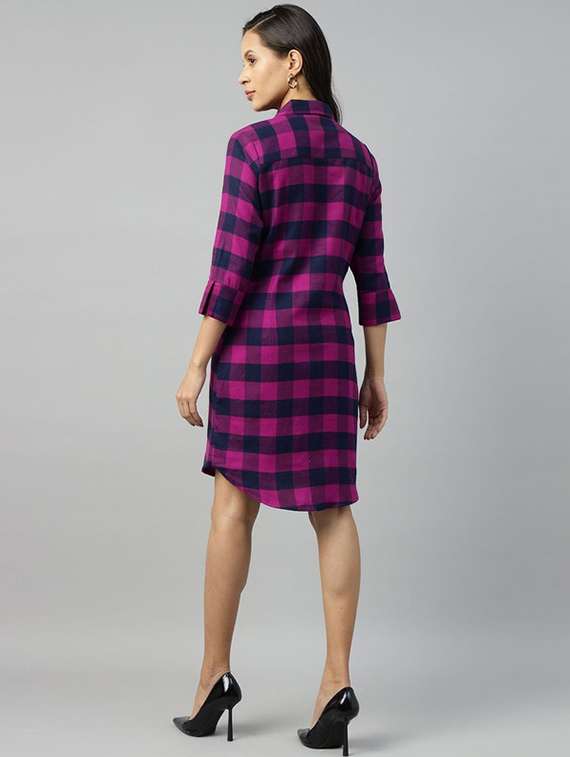 women checkered collared shirt dress - 22320785 -  Standard Image - 3