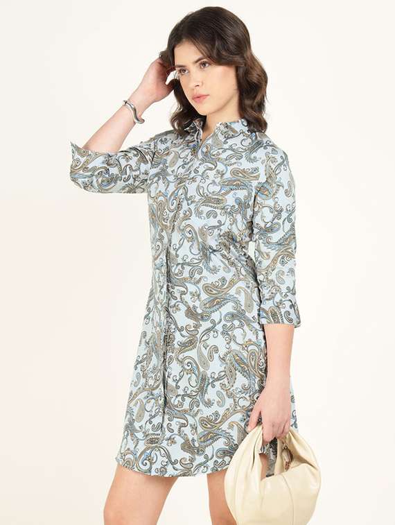 women printed collared shirt dress