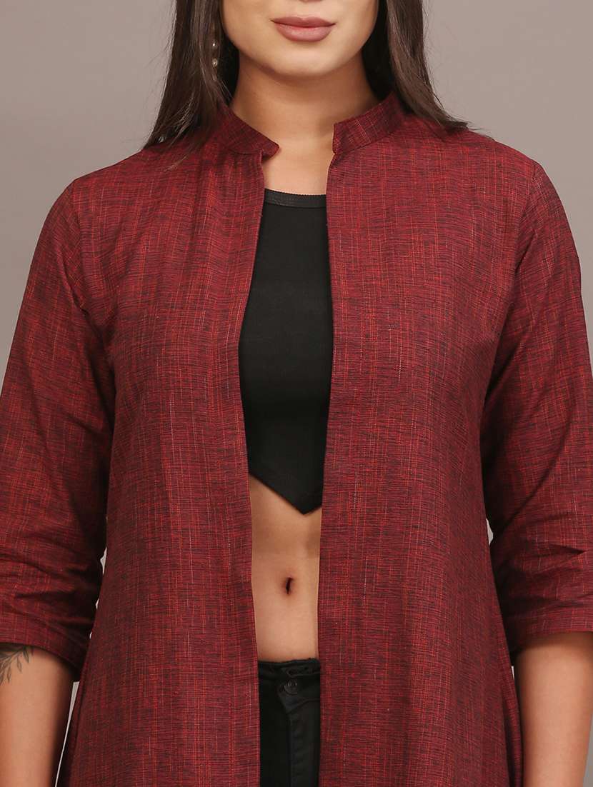 women solid three quarter sleeve long shrug - 22320792 -  Standard Image - 5