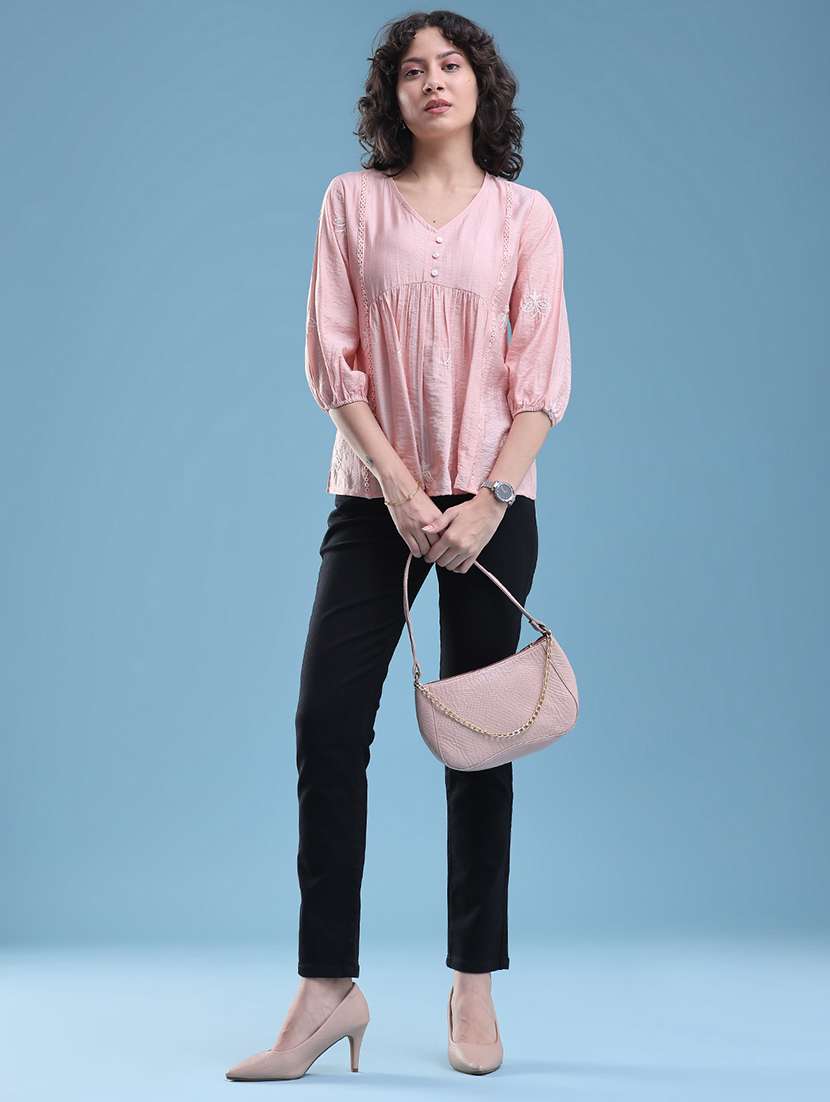 Women Embroidered Three Quarter Sleeves A-line Top - 22320934 -  Standard Image - 5