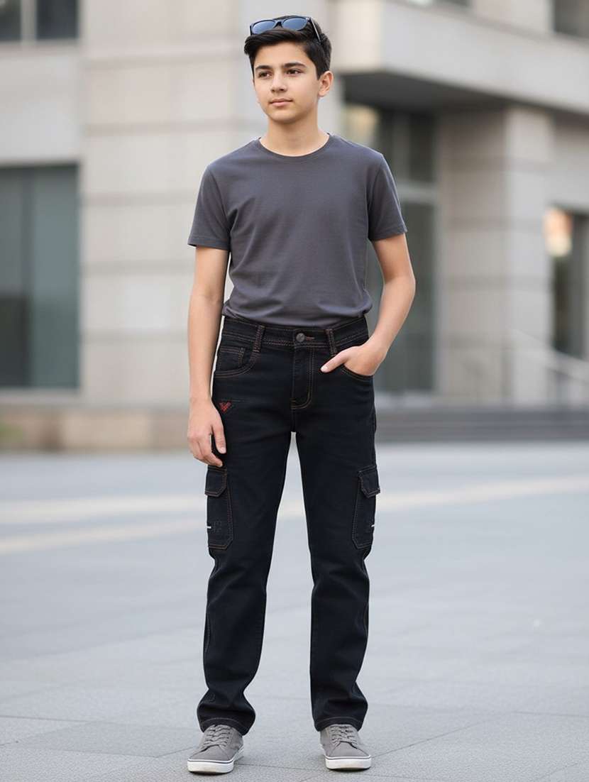 black poly cotton plain jean