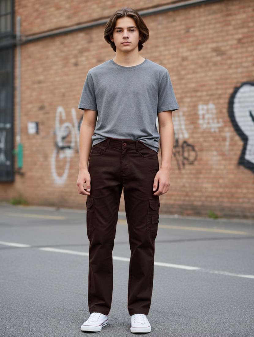 brown poly cotton plain jean