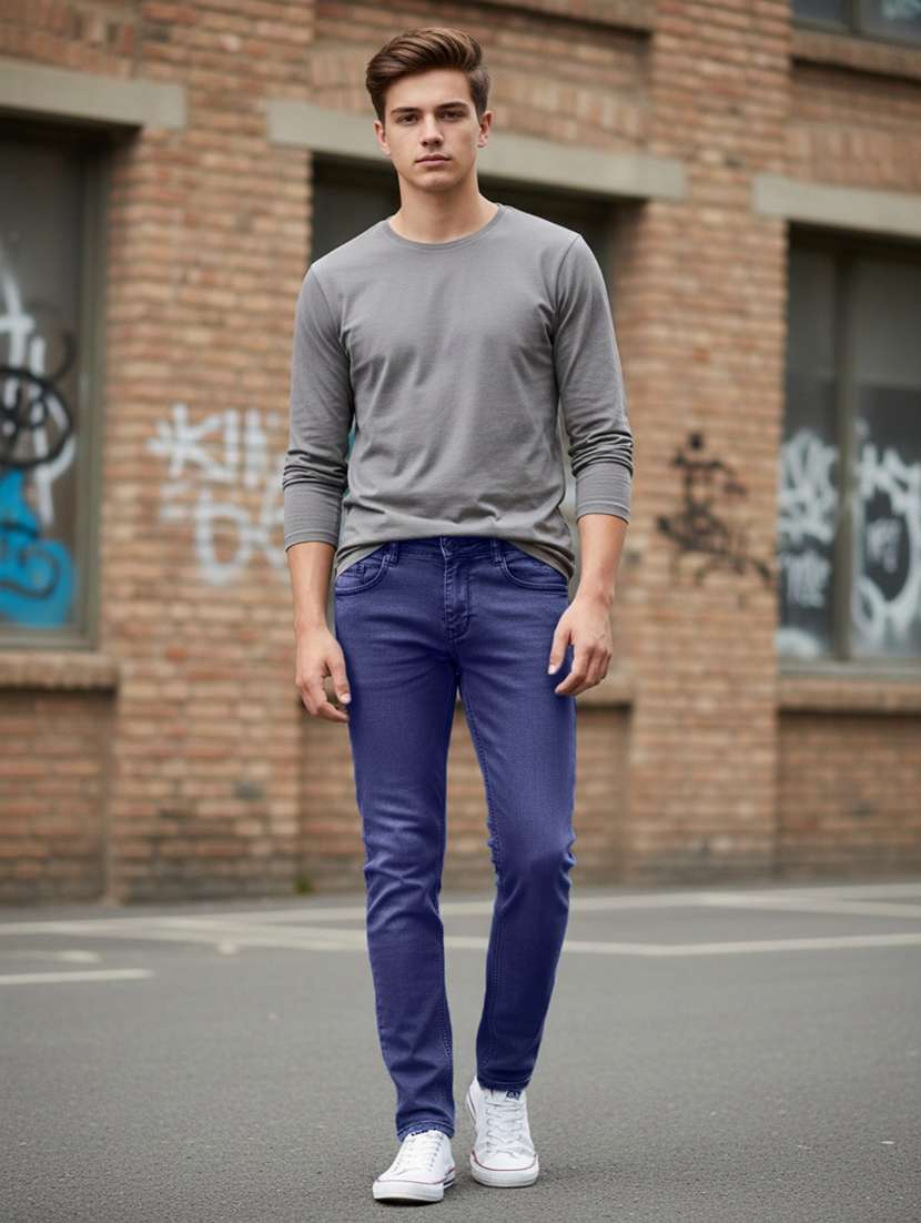 blue poly cotton plain jean