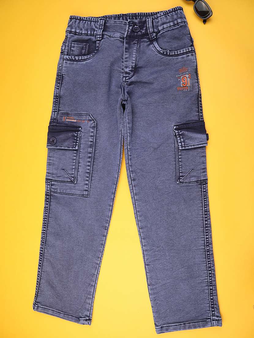 boys solid mid rise cargo
