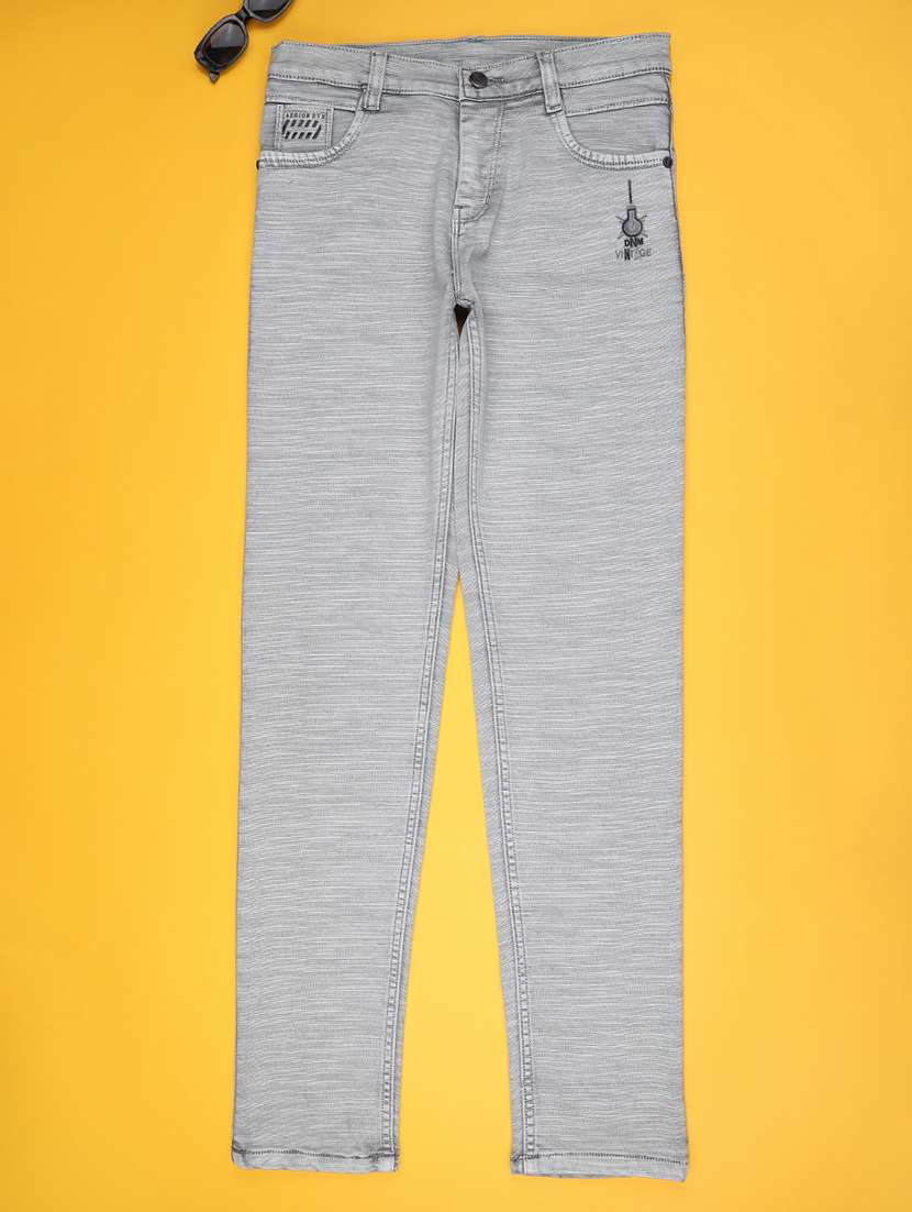 boys solid mid rise slim jeans