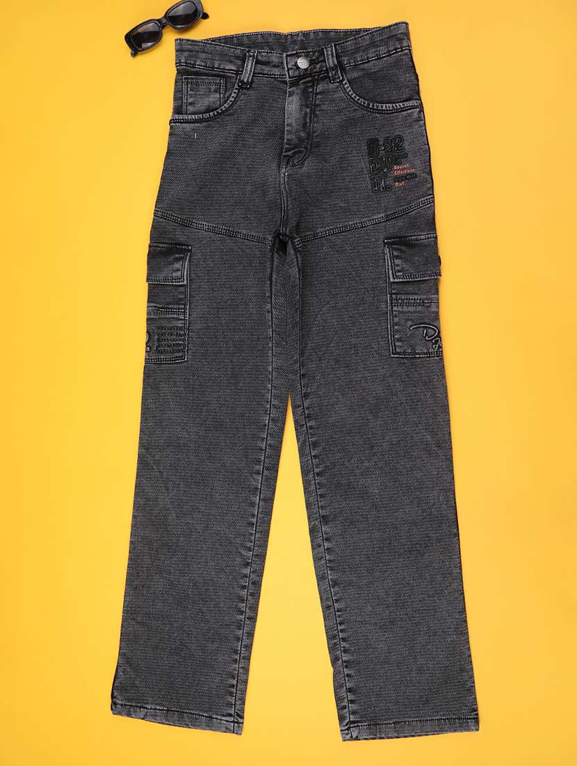 boys solid mid rise cargo
