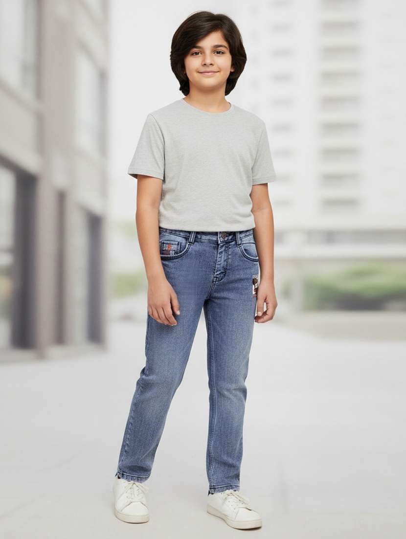 boys solid mid rise slim jeans - 22321064 -  Standard Image - 3