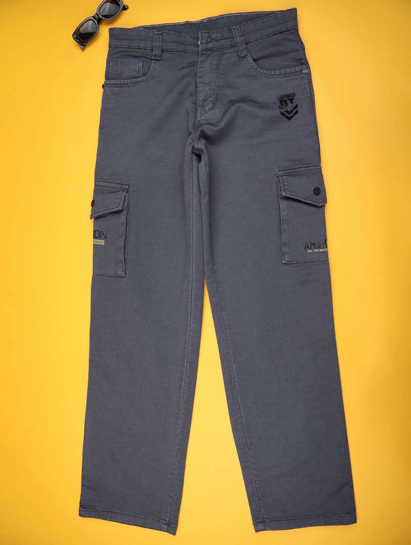 boys solid mid rise cargo