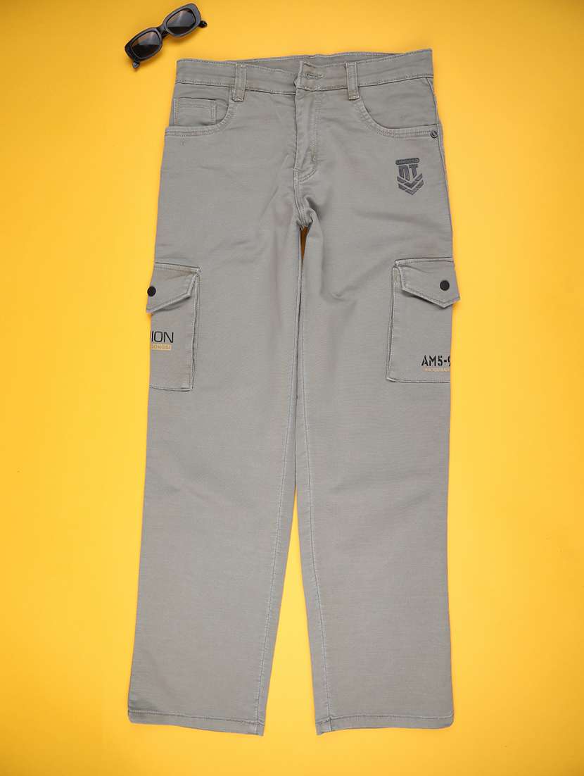 boys solid mid rise cargo