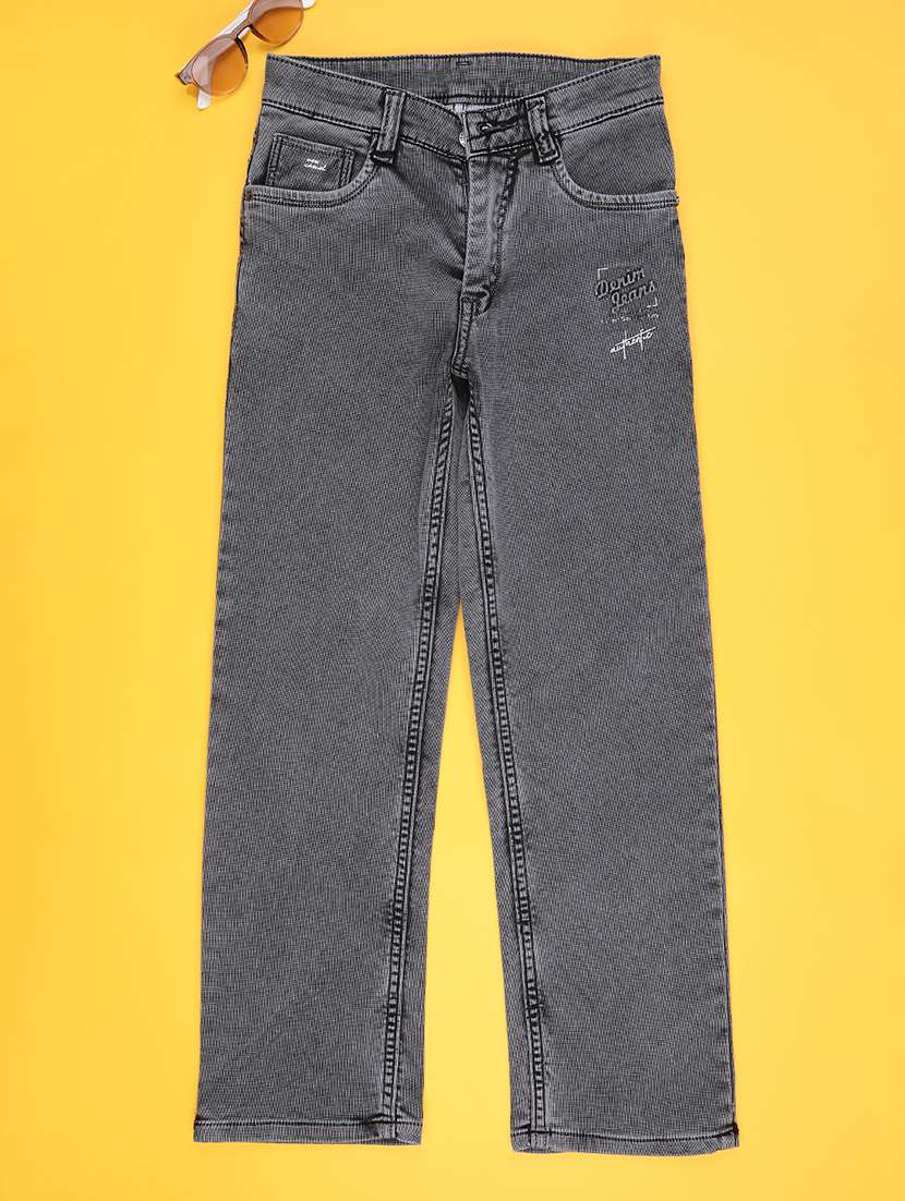 boys solid mid rise straight jeans