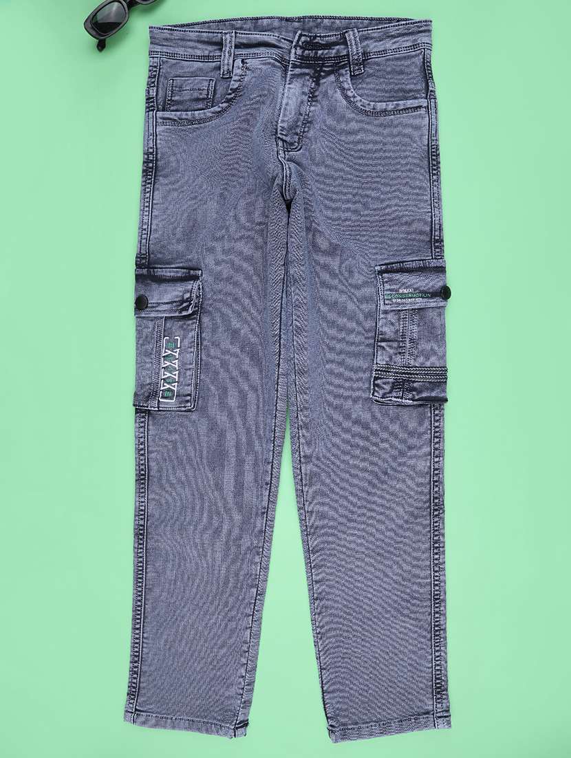 boys solid mid rise cargo