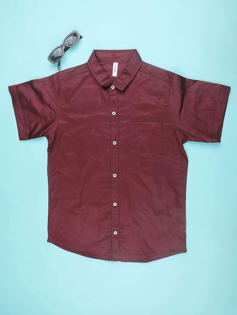 boys solid collared short sleeve shirt