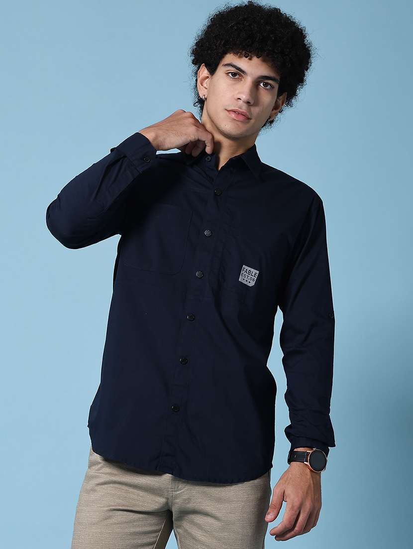 men typographic long sleeve regular fit casual shirt