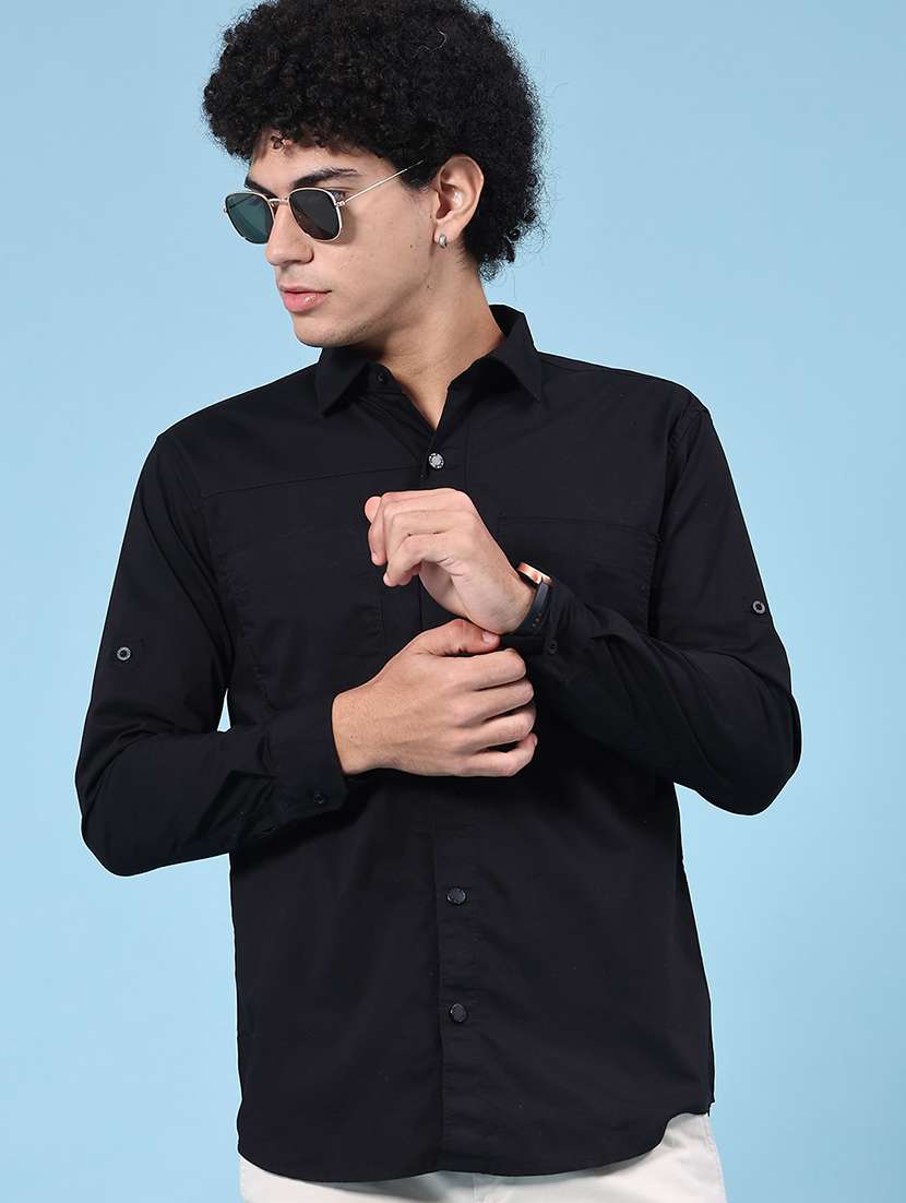 men typographic long sleeve regular fit casual shirt