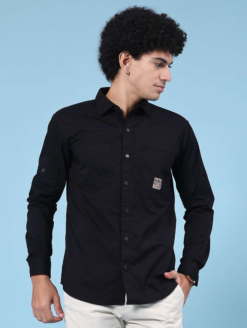 men typographic long sleeve regular fit casual shirt - 22321250 -  Standard Image - 3