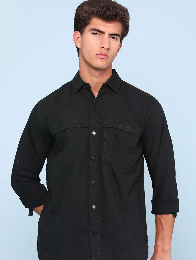 men solid long sleeve regular fit casual shirt