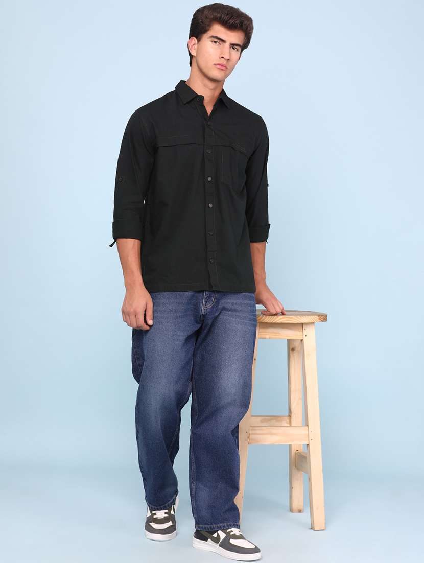 men solid long sleeve regular fit casual shirt - 22321305 -  Standard Image - 5