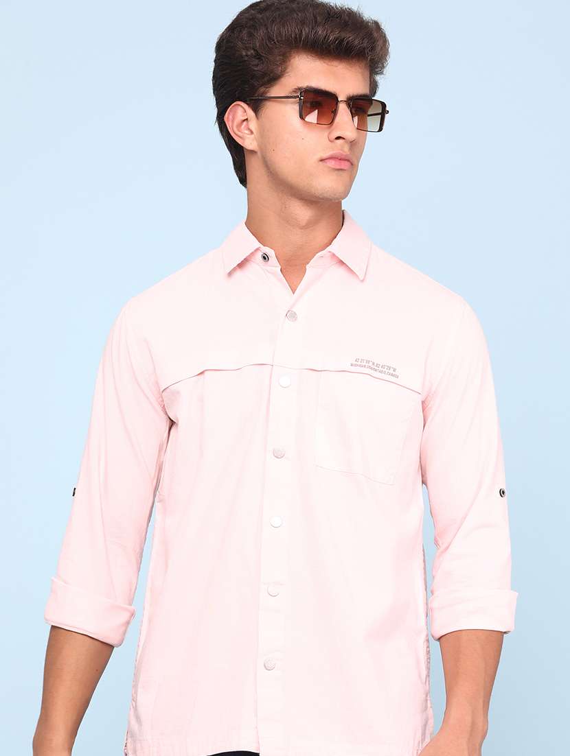 men solid long sleeve regular fit casual shirt