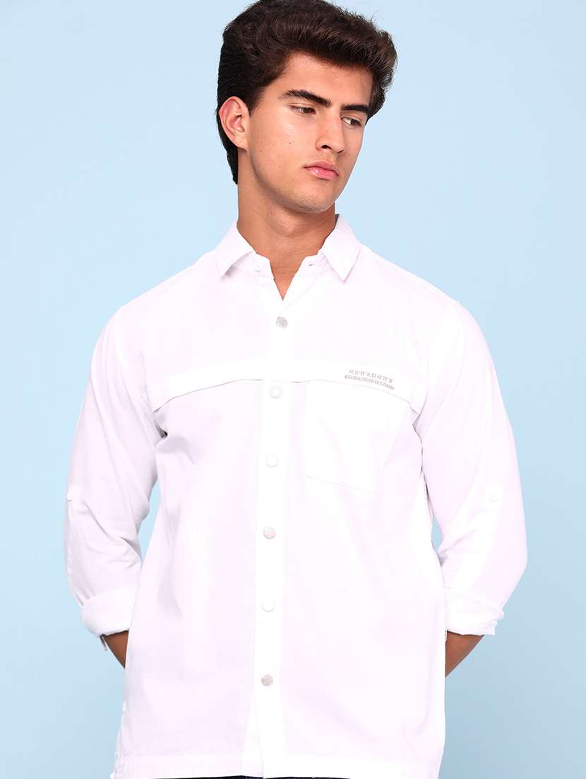 men solid long sleeve regular fit casual shirt