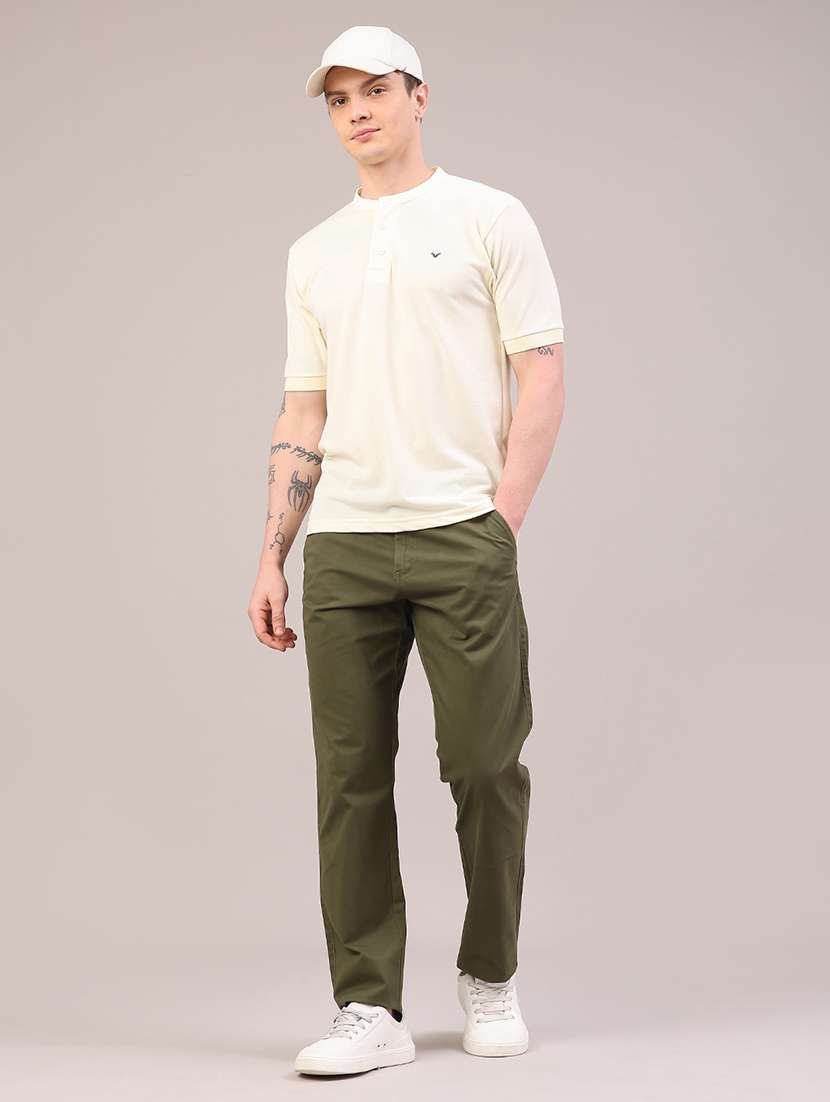 men solid mid rise chinos casual trouser - 22321333 -  Standard Image - 5