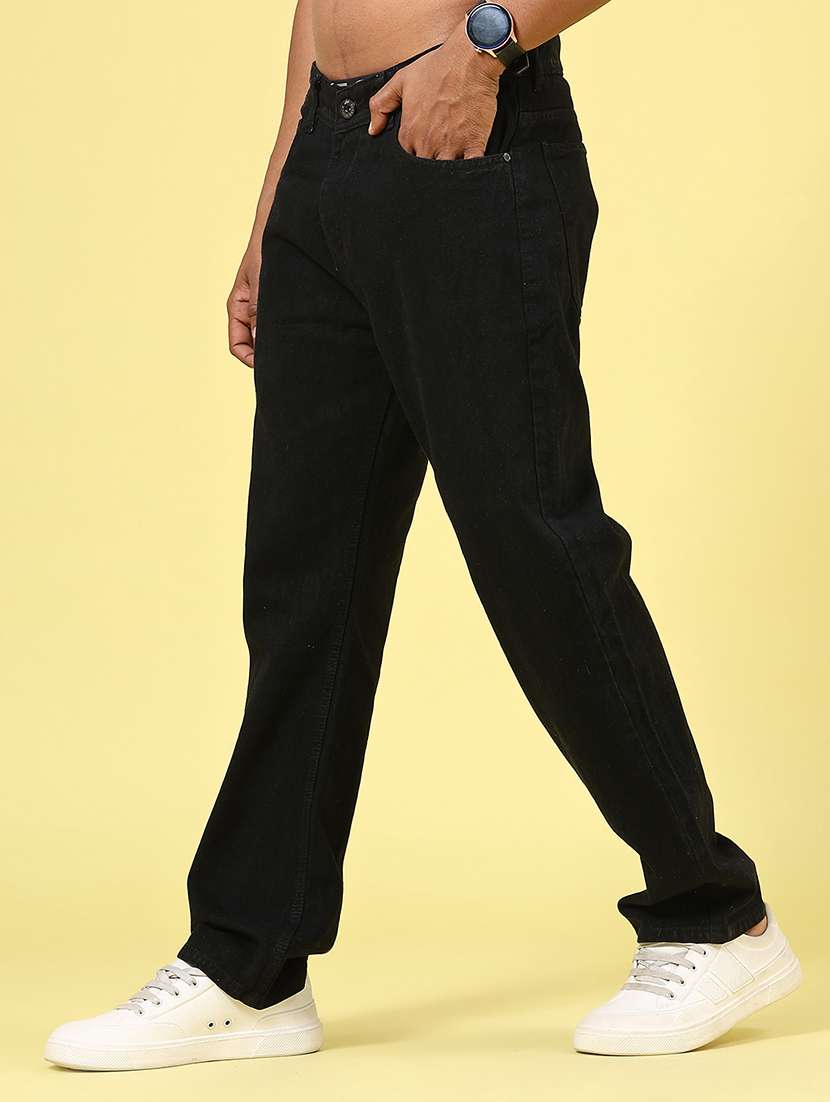 men plain mid rise full length straight jeans - 22321345 -  Standard Image - 3