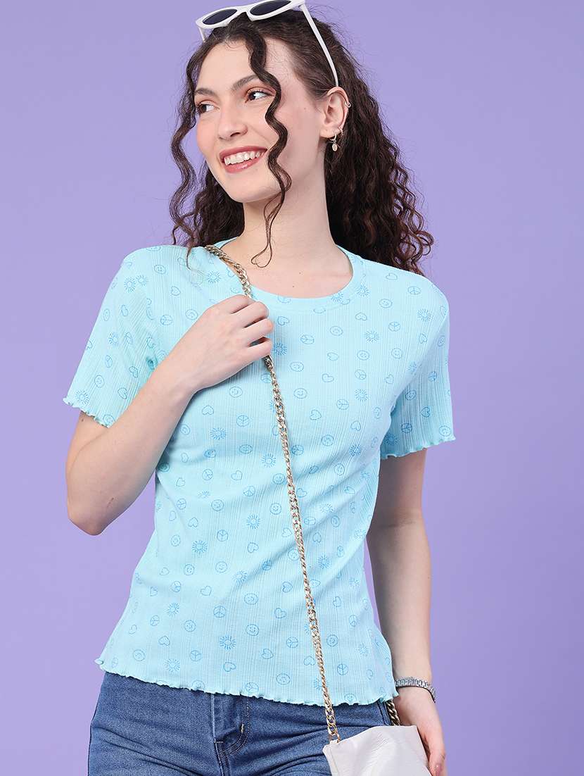 women printed round neck t-shirt