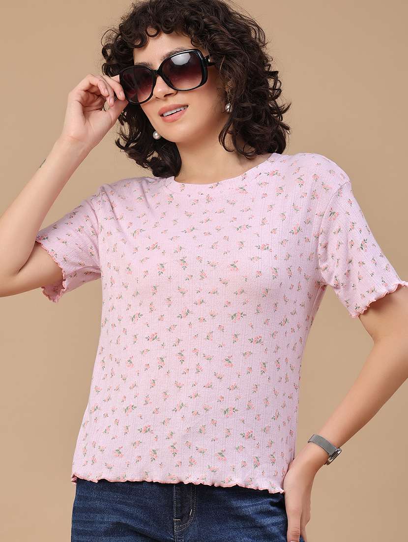 women printed round neck t-shirt