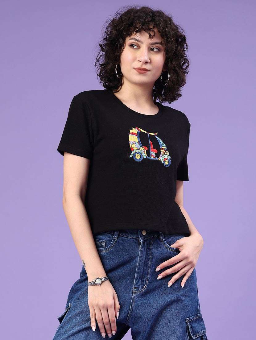 women printed round neck t-shirt