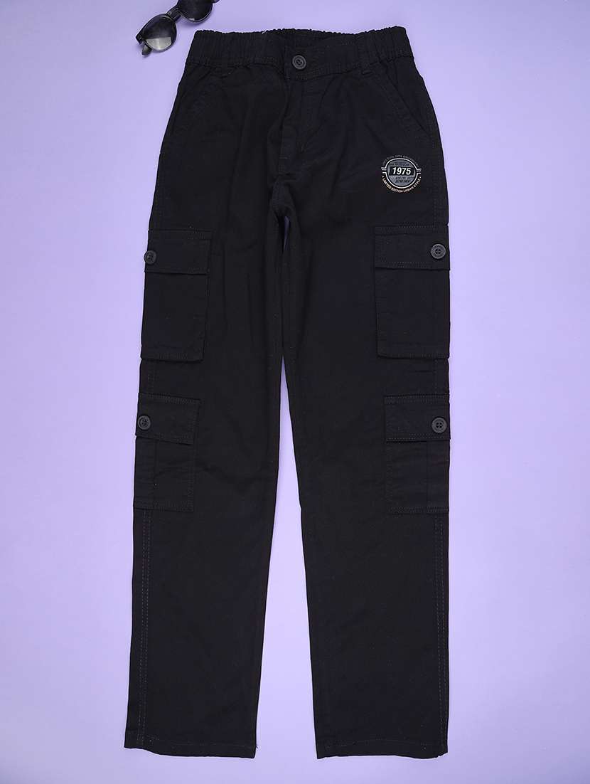 boys solid mid rise cargo