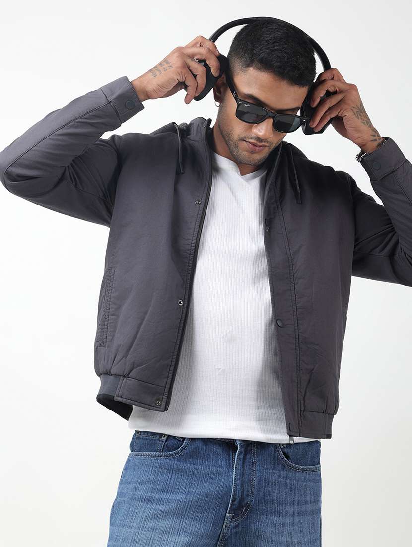 men solid long sleeve casual jacket