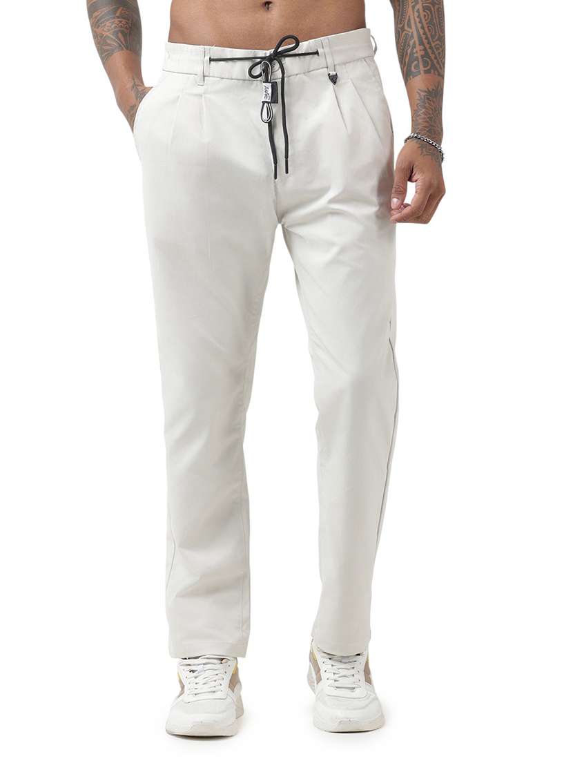 men solid low rise pleated casual trouser - 22321711 -  Standard Image - 3