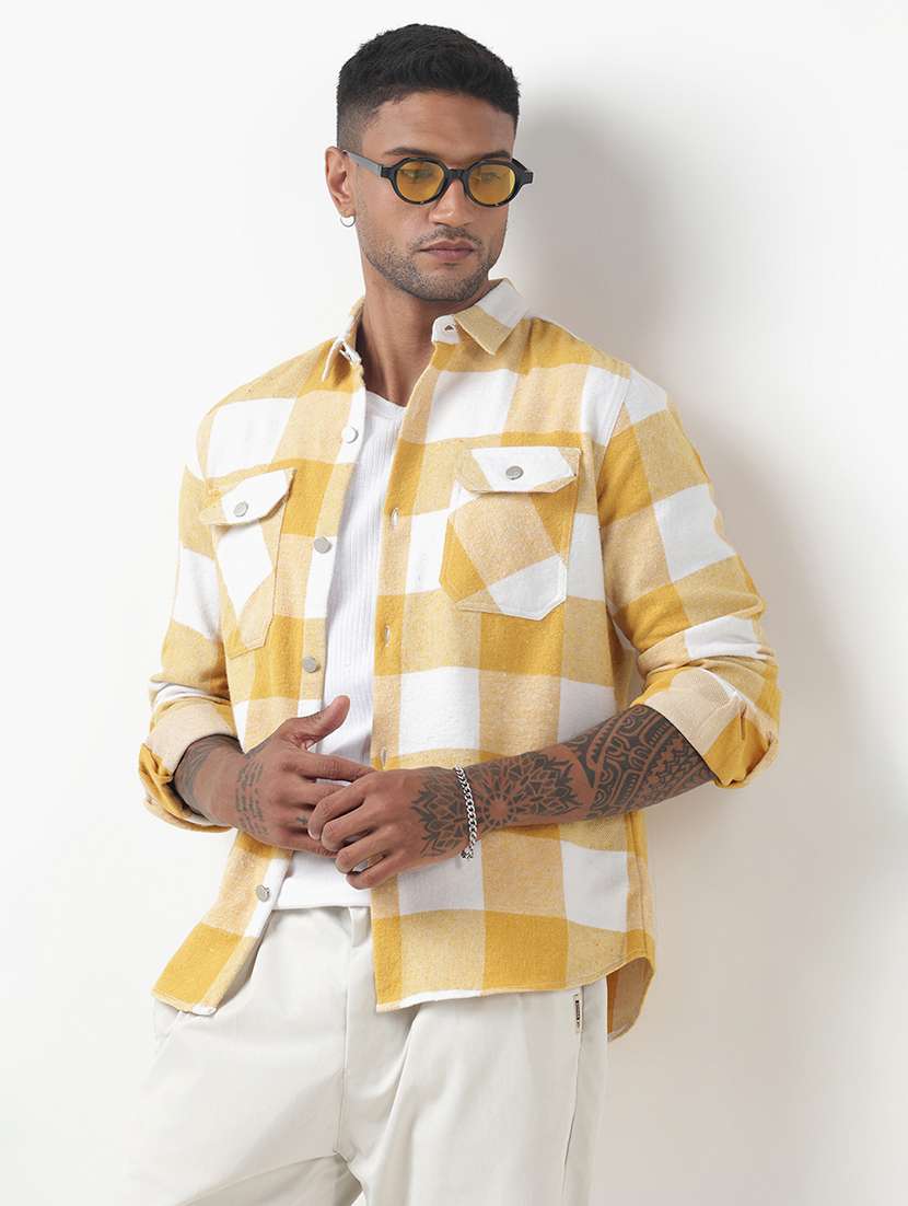 men checkered long sleeve regular fit shacket - 22321718 -  Standard Image - 3