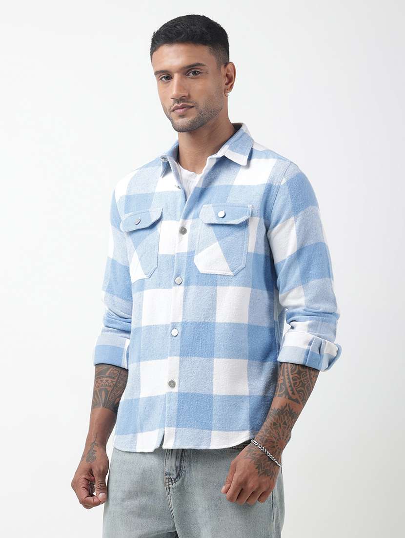 men checkered long sleeve regular fit shacket - 22321719 -  Standard Image - 3