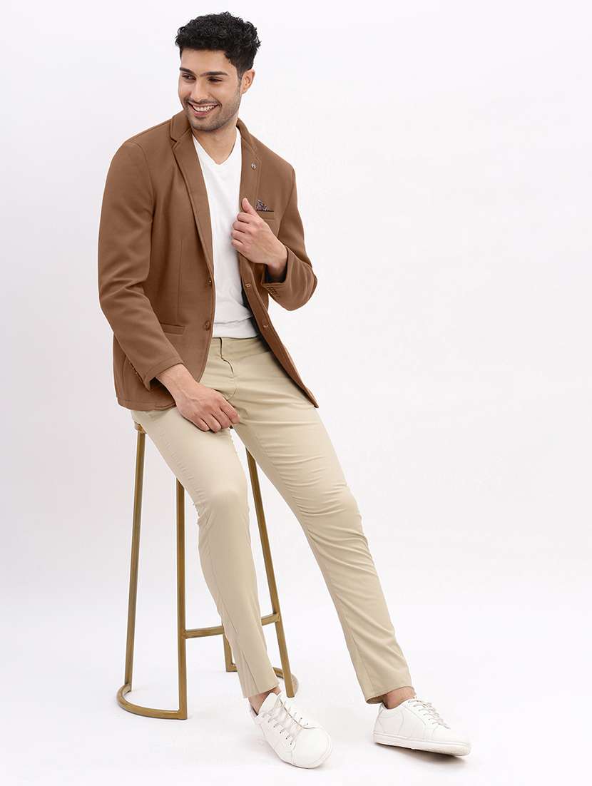 men solid lapel collar single breasted casual blazer - 22321722 -  Standard Image - 5