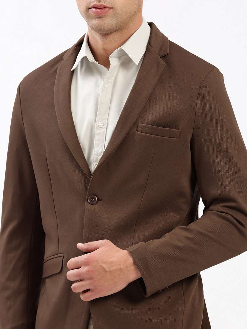 men solid lapel collar single breasted casual blazer - 22321729 -  Standard Image - 5