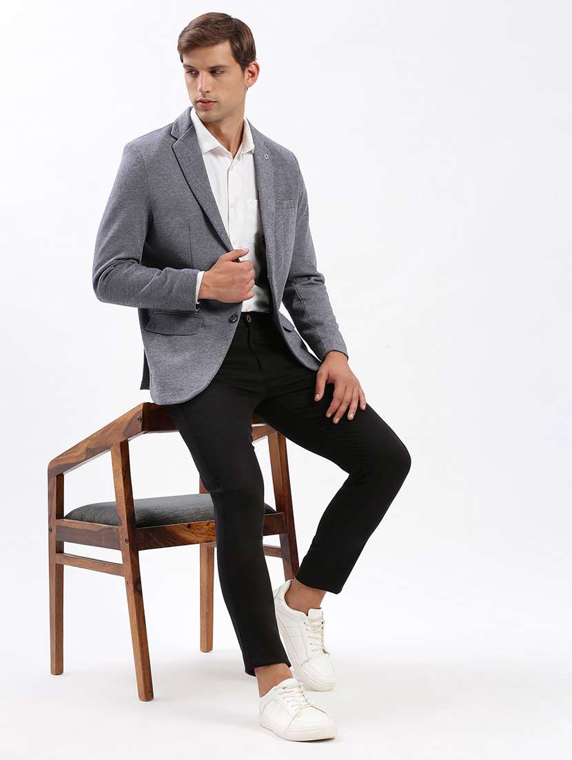 men self design lapel collar single breasted casual blazer - 22321730 -  Standard Image - 5