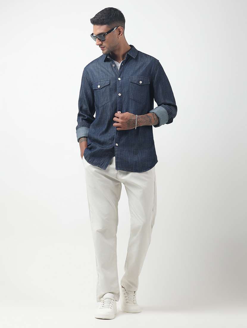 men solid long sleeve regular fit casual shirt - 22321731 -  Standard Image - 5