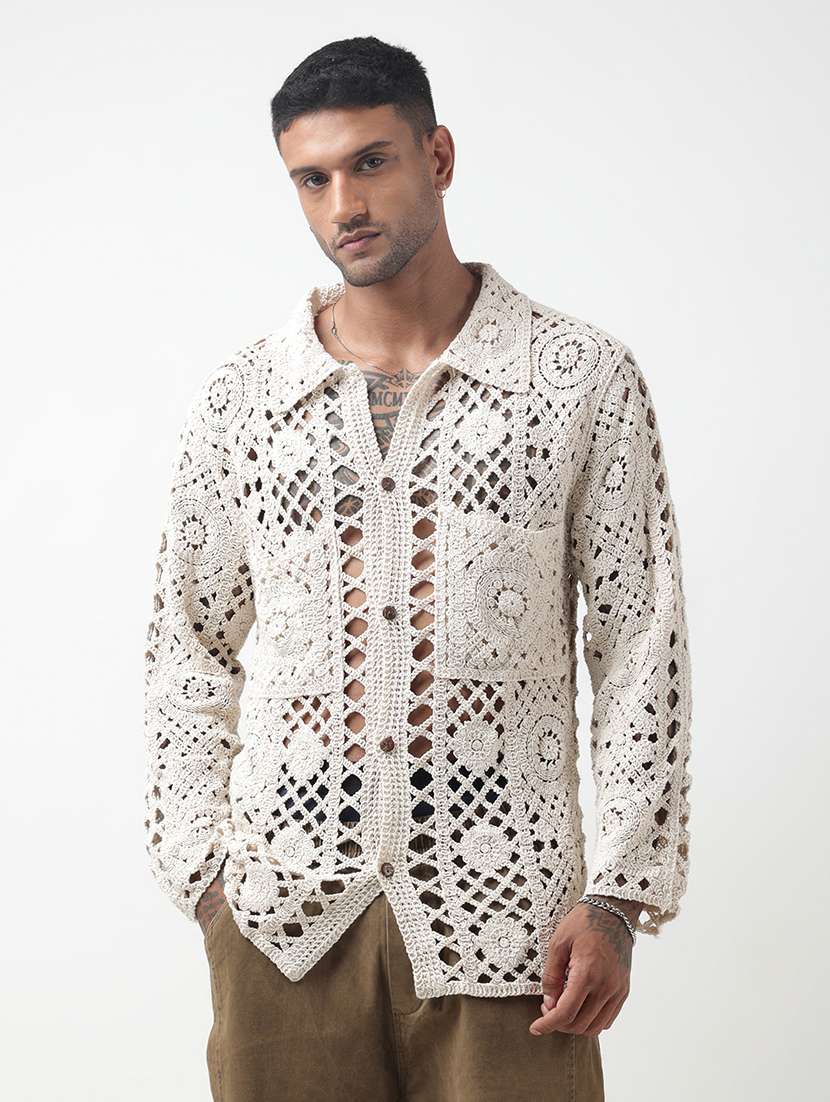 Men Self Design Long Sleeve Oversized Casual Shirt - 22321738 -  Standard Image - 3