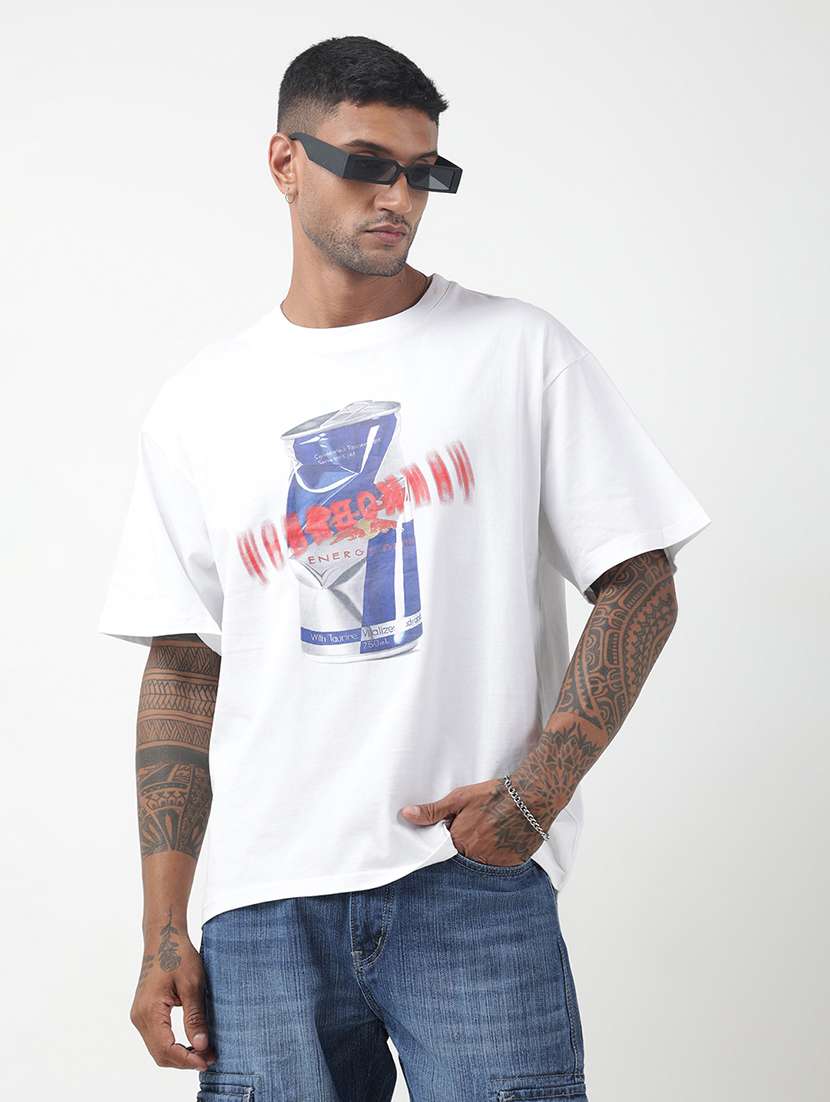 men front print short sleeve oversized t-shirt
