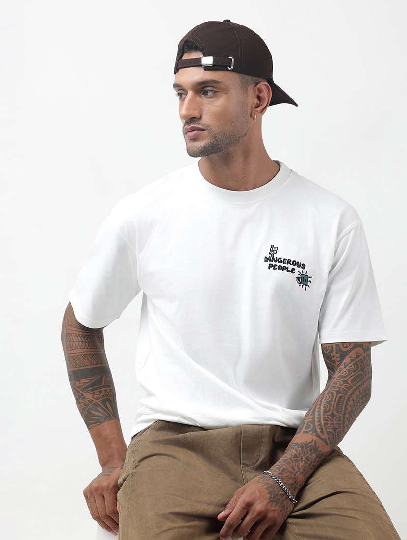 men front & back print short sleeve oversized t-shirt