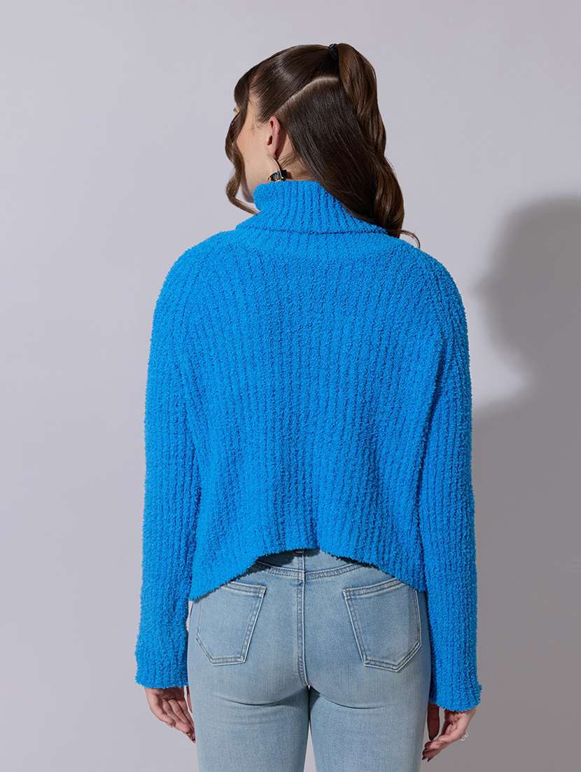 women solid high high neck pullover - 22321766 -  Standard Image - 3