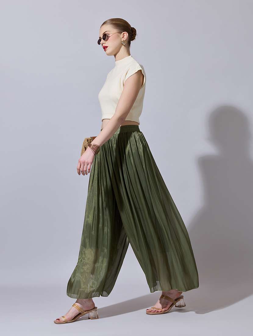 women solid mid rise flared palazzo - 22321768 -  Standard Image - 5