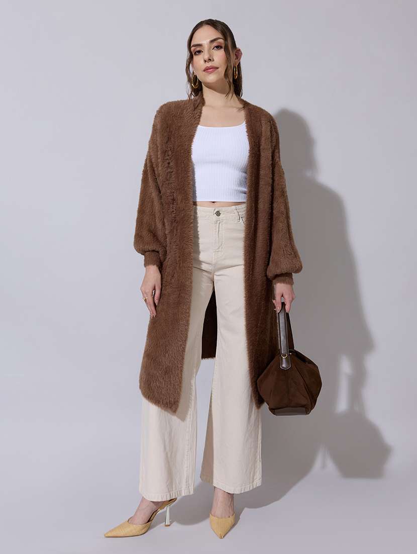 women solid long sleeve long shrug - 22321769 -  Standard Image - 5