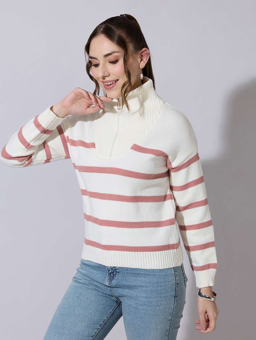 women striped long sleeve pullover - 22321773 -  Standard Image - 3