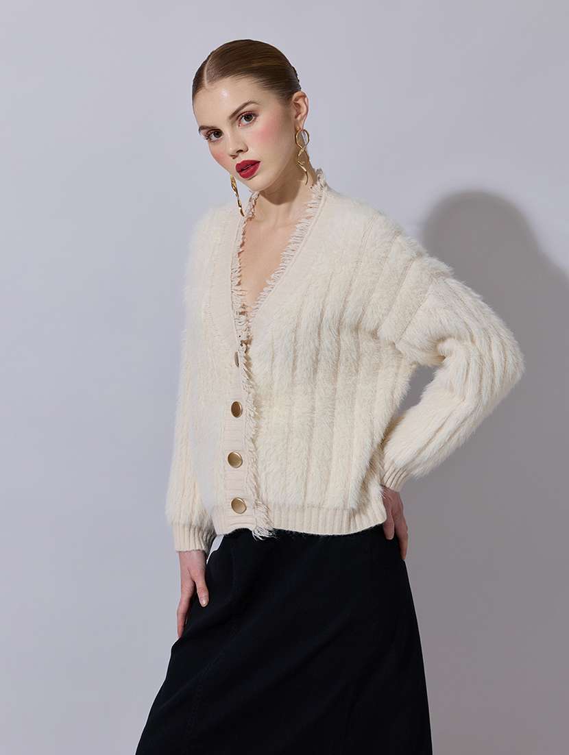 women self designed long sleeve cardigan