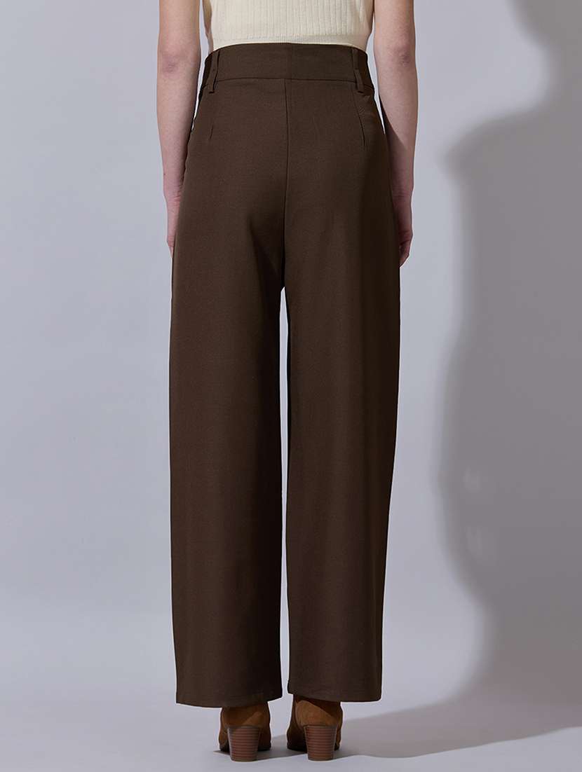 women solid high rise korean pants  - 22321776 -  Standard Image - 3