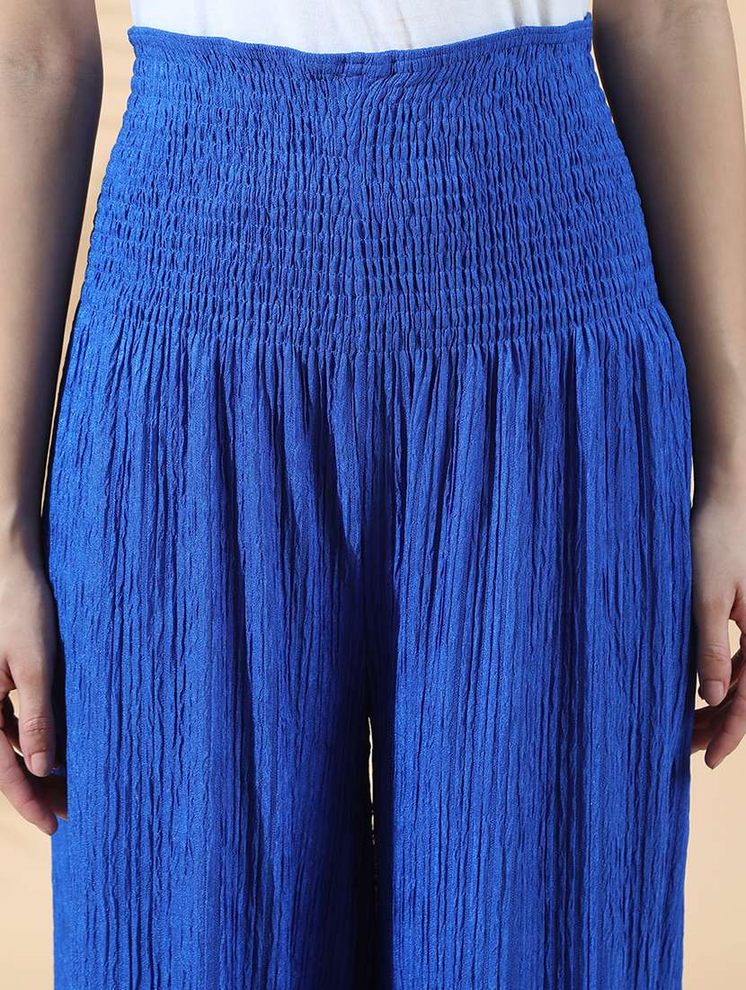 women solid high rise wide leg trouser - 22321779 -  Standard Image - 5