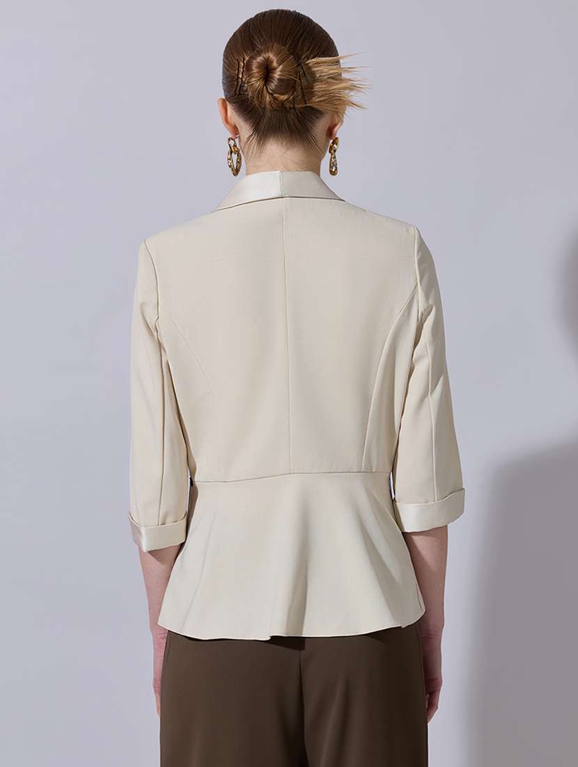 women three quarter sleeve single breasted blazer - 22321784 -  Standard Image - 3